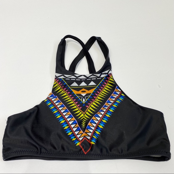 Bikini top tribal print crossback